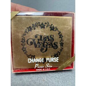 Vintage Las Vegas Brass Change Purse Coin Holder with Box 1960s